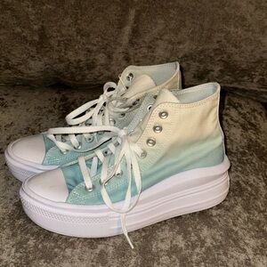Converse Mint and Cream Platform High-Top Sneakers